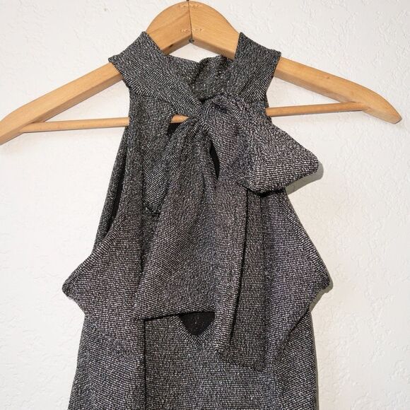 NWT Boohoo Silver Petite‎ Cora Turtleneck Glitter Shift Dress Size 4 - Picture 4 of 6